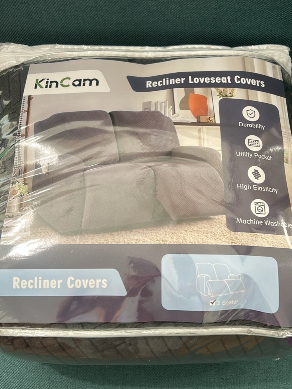 NEW Recliner Loveseat Cover in Dark Gray - Picture 5 of 6